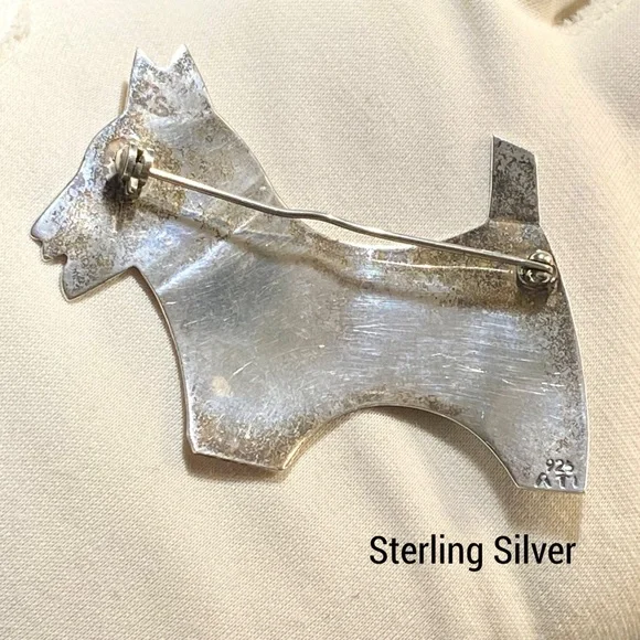 VTG Mexico ATI 925 Sterling Silver Scottie Dog Brooch Pin - Picture 8 of 9